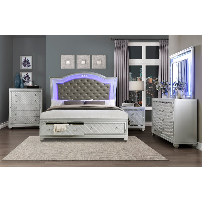 Homelegance - Leesa 4 Piece Queen Platform Bedroom Set in Silver - 1430-1*4 - GreatFurnitureDeal