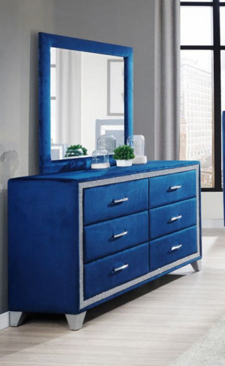 Myco Furniture - Larkin Dresser with Mirror in Blue - LK400-DR-M - GreatFurnitureDeal