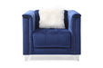 GFD Home - Russell Tufted Upholstery 3 Pc Living Room Set Finished in Velvet Fabric in Blue - GreatFurnitureDeal