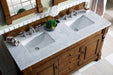 James Martin Furniture - Brookfield 60" Country Oak Double Vanity with 3 CM Carrara Marble Top - 147-114-5671-3CAR