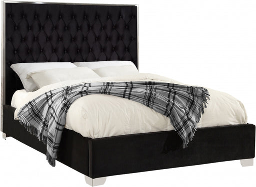 Meridian Furniture - Lexi Velvet Queen Bed in Black - LexiBlack-Q - GreatFurnitureDeal