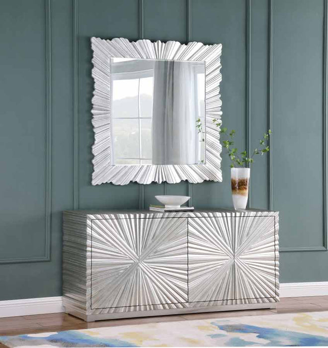 Meridian Furniture - Silverton Mirror in Silver Leaf - 448-M - GreatFurnitureDeal