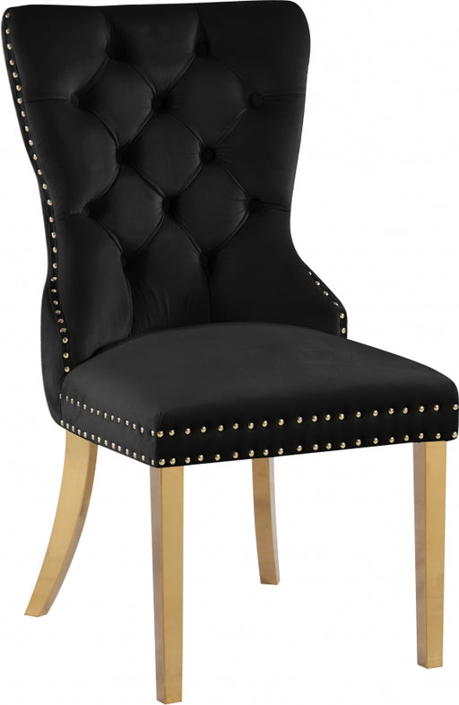 Meridian Furniture - Carmen Velvet Dining Chair Set of 2 in Black - 812Black-C - GreatFurnitureDeal