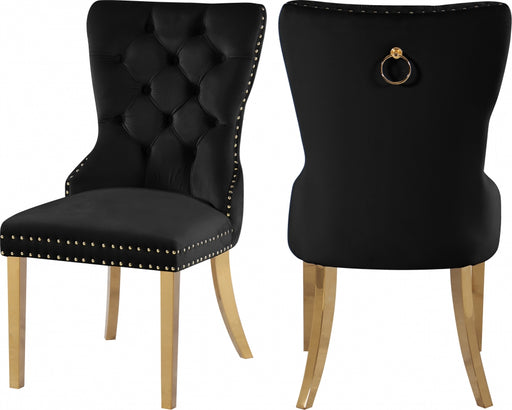 Meridian Furniture - Carmen Velvet Dining Chair Set of 2 in Black - 812Black-C - GreatFurnitureDeal