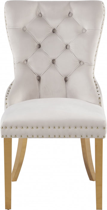 Meridian Furniture - Carmen Velvet Dining Chair Set of 2 in Cream - 812Cream-C - GreatFurnitureDeal