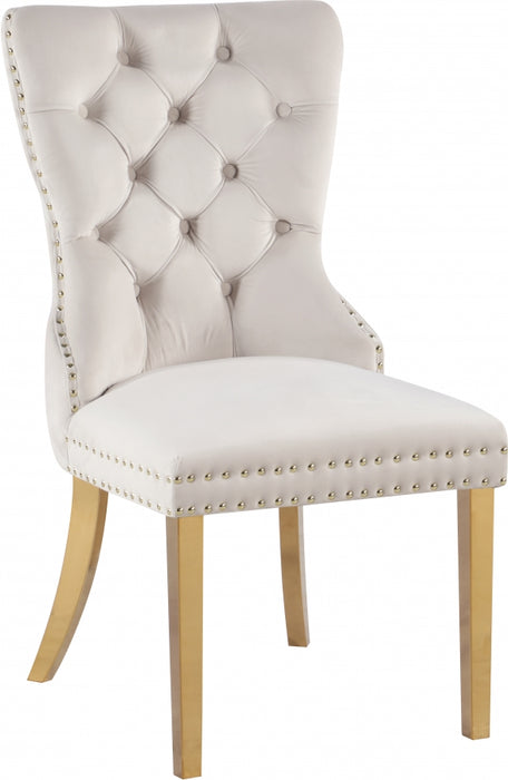 Meridian Furniture - Carmen Velvet Dining Chair Set of 2 in Cream - 812Cream-C