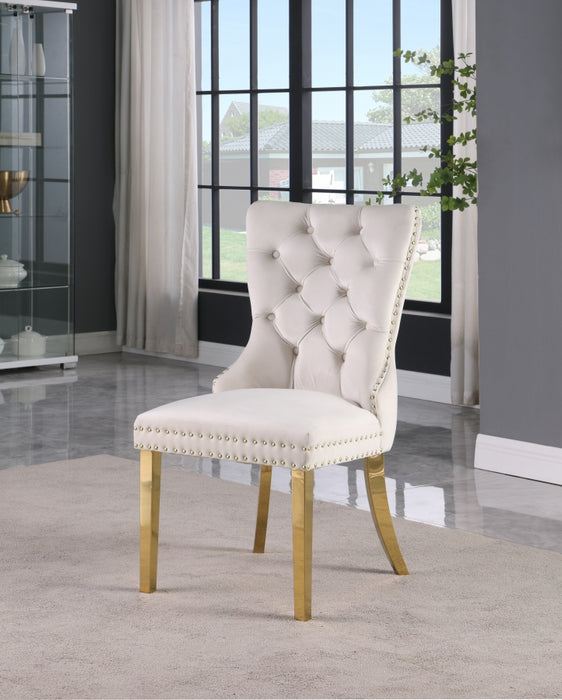 Meridian Furniture - Carmen Velvet Dining Chair Set of 2 in Cream - 812Cream-C - GreatFurnitureDeal