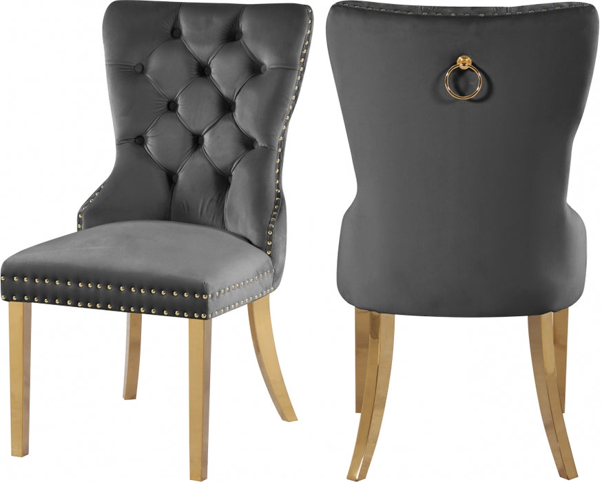 Meridian Furniture - Carmen Velvet Dining Chair Set of 2 in Grey - 812Grey-C - GreatFurnitureDeal