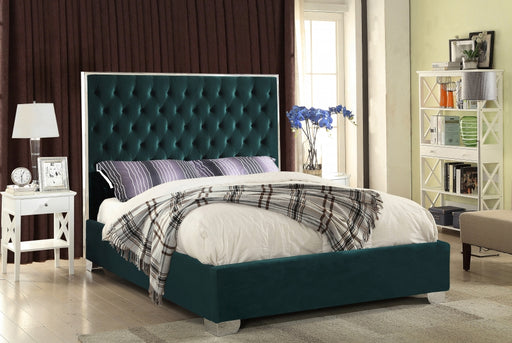 Meridian Furniture - Lexi Velvet King Bed in Green - LexiGreen-K - GreatFurnitureDeal