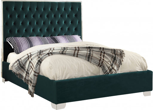 Meridian Furniture - Lexi Velvet Queen Bed in Green - LexiGreen-Q - GreatFurnitureDeal