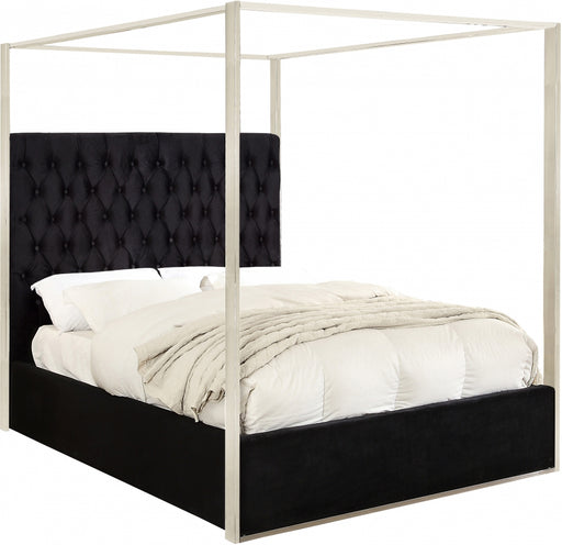 Meridian Furniture - Porter Velvet Queen Bed in Black - PorterBlack-Q - GreatFurnitureDeal