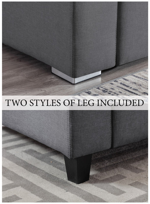 GFD Home - Nolan Gray Linen Fabric 6Pc Double Chaise Sectional Sofa with Interchangeable Legs, a USB, Charging Ports, Cupholders, Storage Console Table and Pillows - GreatFurnitureDeal