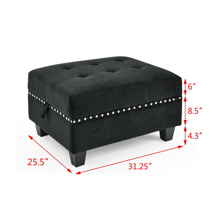 GFD Home - U shape Modular Sectional Sofa，DIY Combination，includes Two Single Chair ，Two Corner and Two Ottoman，Black Velvet. - GreatFurnitureDeal