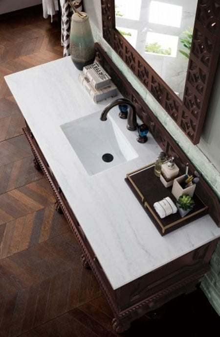 James Martin Furniture - Balmoral 60" Antique Walnut Single Vanity with 3 CM Arctic Fall Solid Surface Top - 150-V60S-ANW-3AF