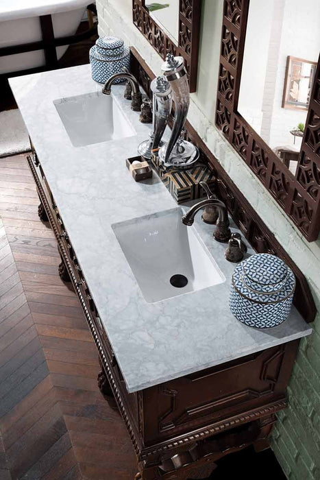 James Martin Furniture - Balmoral 72" Antique Walnut Double Vanity with 3 CM Carrara Marble Top - 150-V72-ANW-3CAR - GreatFurnitureDeal