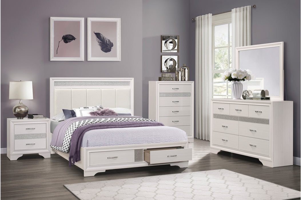 Homelegance - Luster Queen Platform Bed with Footboard Storage in White - 1505W-1*