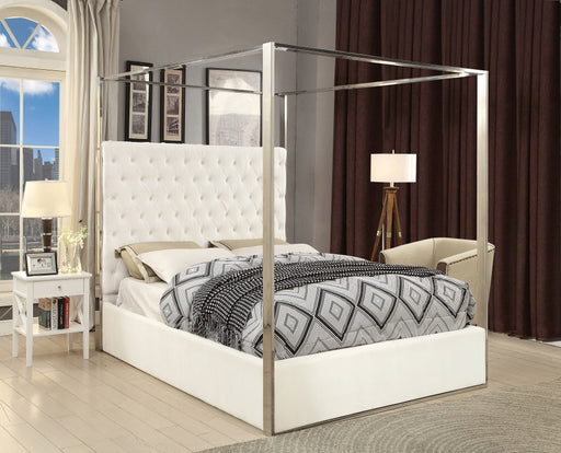 Meridian Furniture - Porter Velvet King Bed in White - PorterWhite-K - GreatFurnitureDeal