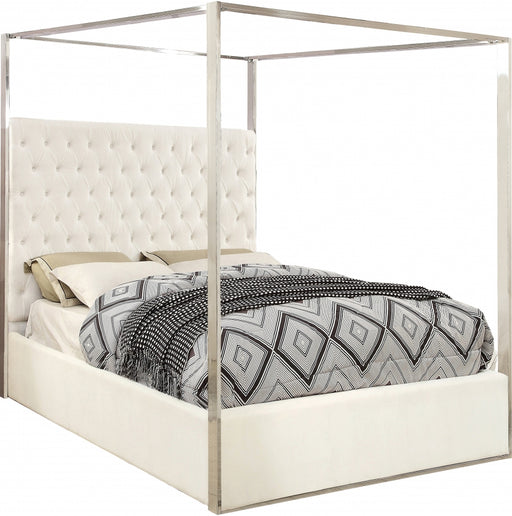 Meridian Furniture - Porter Velvet King Bed in White - PorterWhite-K - GreatFurnitureDeal
