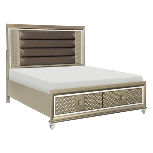 Homelegance - Loudon Queen Platform Bed with LED Lighting and Storage Footboard in Bronze - 1515-1* - GreatFurnitureDeal