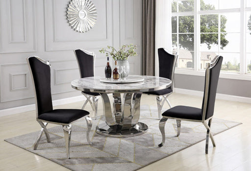 Mariano Furniture - 5 Piece Dining Room Set in Black Velvet Chairs - BQ-D16LS-4D14C - GreatFurnitureDeal