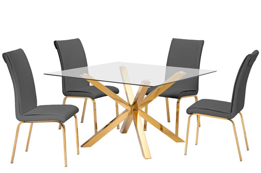 Mariano Furniture - D59 5 Piece Dining Room Table in Black - Gold - BQ-D58 - GreatFurnitureDeal
