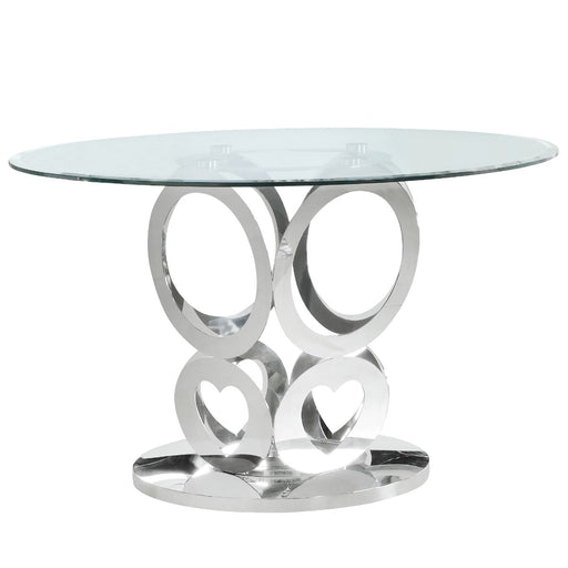 Mariano Furniture - Silver Dining Table with Glass Top - BQ-D17-DT - GreatFurnitureDeal