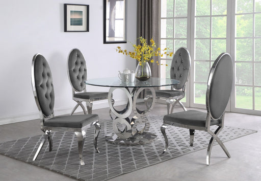 Mariano Furniture - 5 Piece Dining Room Set in Silver and Dark Grey - BQ-D17-4SC61 - GreatFurnitureDeal