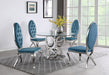 Mariano Furniture - 5 Piece Dining Room Set in Silver and Teal - BQ-D17-4SC63 - GreatFurnitureDeal