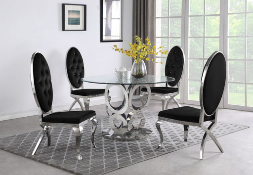 Mariano Furniture - 5 Piece Dining Room Set in Silver and Black - BQ-D17-4SC62 - GreatFurnitureDeal
