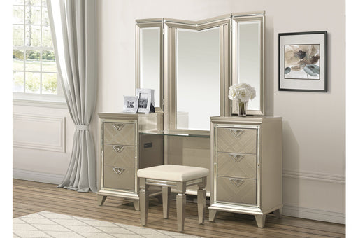Homelegance - Bijou Vanity Dresser with Mirror and Stool in Champagne - 1522-15-14WF - GreatFurnitureDeal