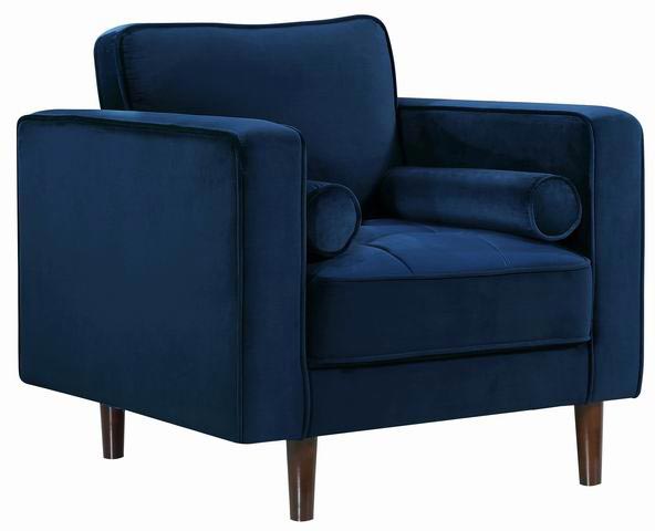 Meridian Furniture - Emily Velvet Chair in Navy - 625Navy-C - GreatFurnitureDeal