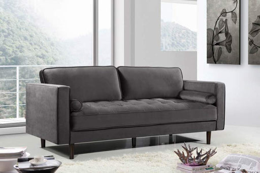 Meridian Furniture - Emily Velvet Sofa in Grey -  625Grey-S - GreatFurnitureDeal