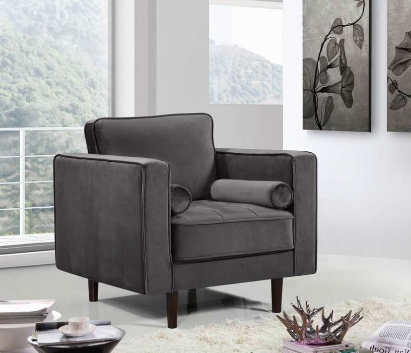 Meridian Furniture - Emily 3 Piece Living Room Set in Grey - 625Grey-S-3SET - GreatFurnitureDeal