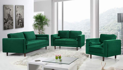 Meridian Furniture - Emily 3 Piece Living Room Set in Green - 625Green-S-3SET - GreatFurnitureDeal