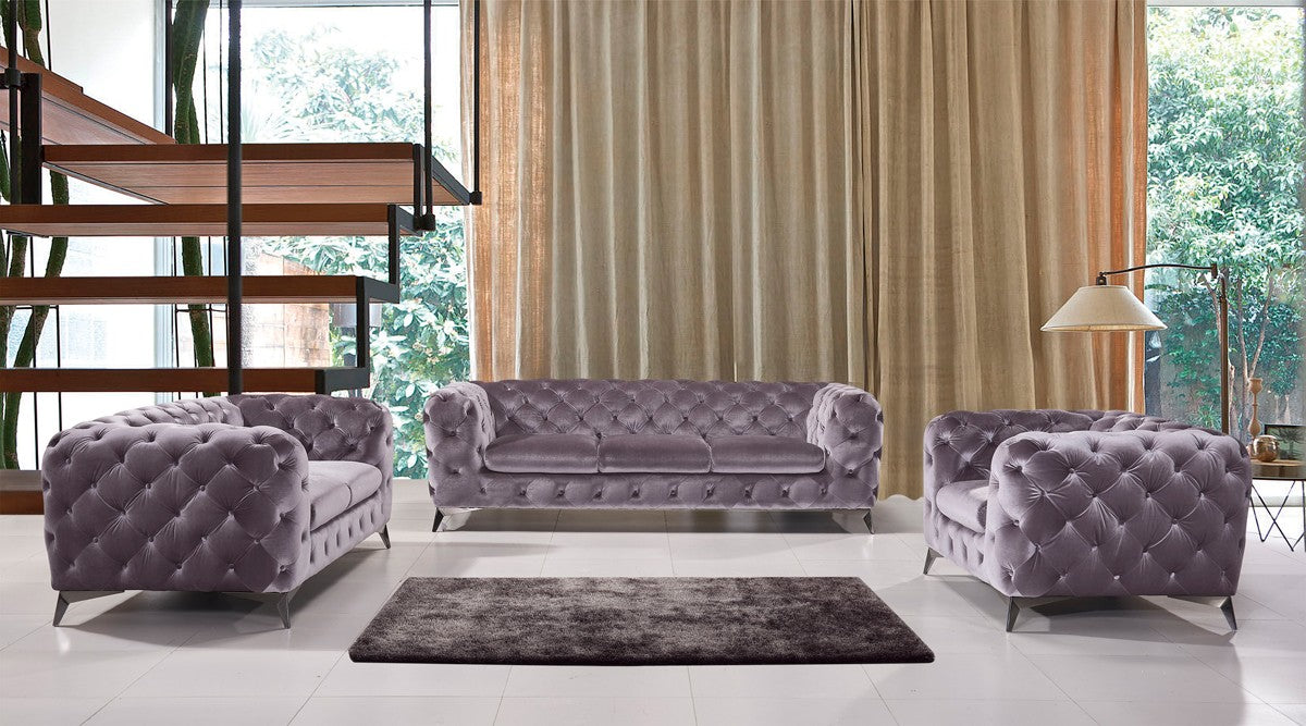 VIG Furniture - Divani Casa Delilah Modern Grey Fabric Sofa Set - VGCA1546-GRY