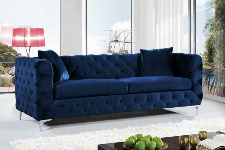 Meridian Furniture - Scarlett 3 Piece Living Room Set in Navy - 663Navy-S-3SET - GreatFurnitureDeal