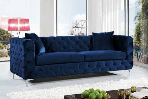 Meridian Furniture - Scarlett Velvet Sofa in Navy - 663Navy-S - GreatFurnitureDeal