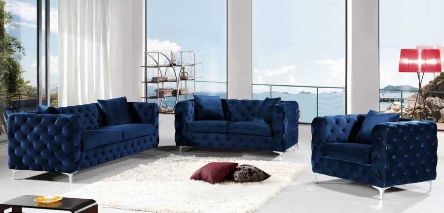 Meridian Furniture - Scarlett Velvet Loveseat in Navy - 663Navy-L - GreatFurnitureDeal