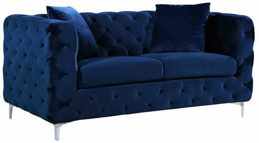 Meridian Furniture - Scarlett Velvet Loveseat in Navy - 663Navy-L - GreatFurnitureDeal