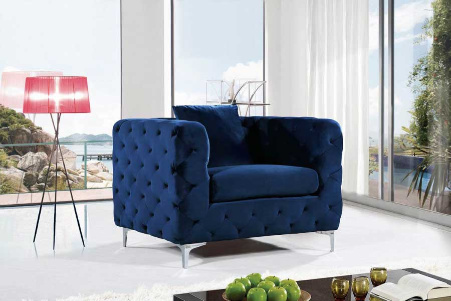 Meridian Furniture - Scarlett Velvet Chair in Navy - 663Navy-C - GreatFurnitureDeal