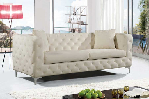 Meridian Furniture - Scarlett Velvet Sofa in Cream - 663Cream-S - GreatFurnitureDeal