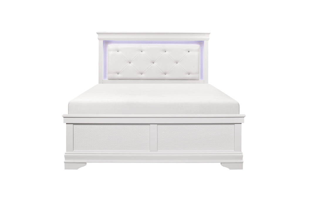 Homelegance - Lana Eastern King Bed with LED Lighting in White - 1556WK-1EK*