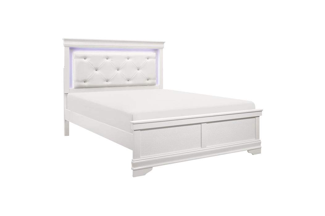 Homelegance - Lana California King Bed with LED Lighting in White - 1556WK-1CK*