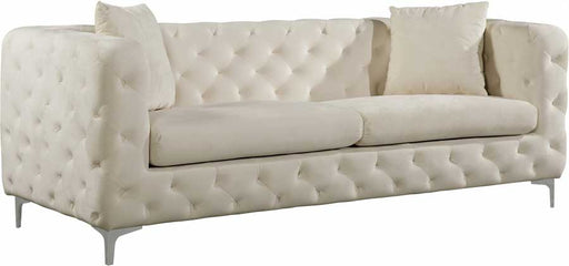 Meridian Furniture - Scarlett Velvet Sofa in Cream - 663Cream-S - GreatFurnitureDeal