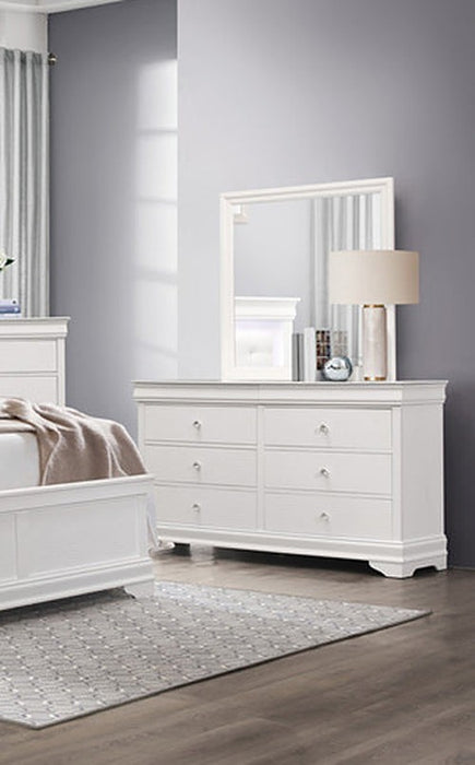Homelegance - Lana Dresser with Mirror in White - 1556W-6 - GreatFurnitureDeal
