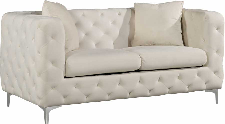 Meridian Furniture - Scarlett Velvet Loveseat in Cream - 663Cream-L - GreatFurnitureDeal