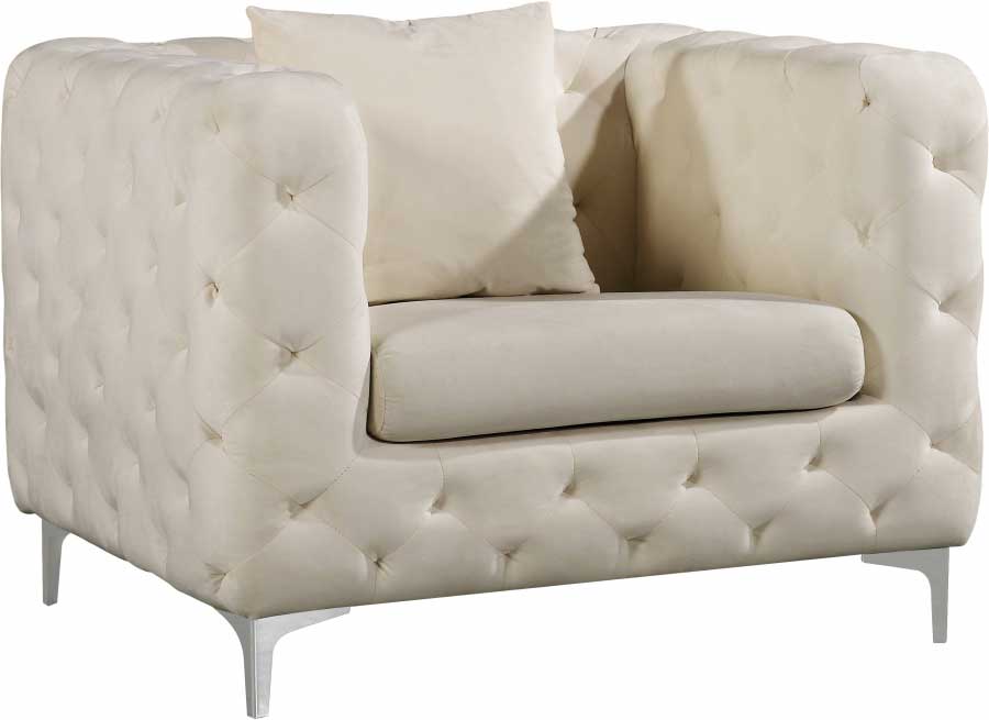 Meridian Furniture - Scarlett Velvet Chair in Cream - 663Cream-C - GreatFurnitureDeal