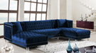 Meridian Furniture - Moda 3 Piece Sectional in Navy - 631Navy-Sectional - GreatFurnitureDeal