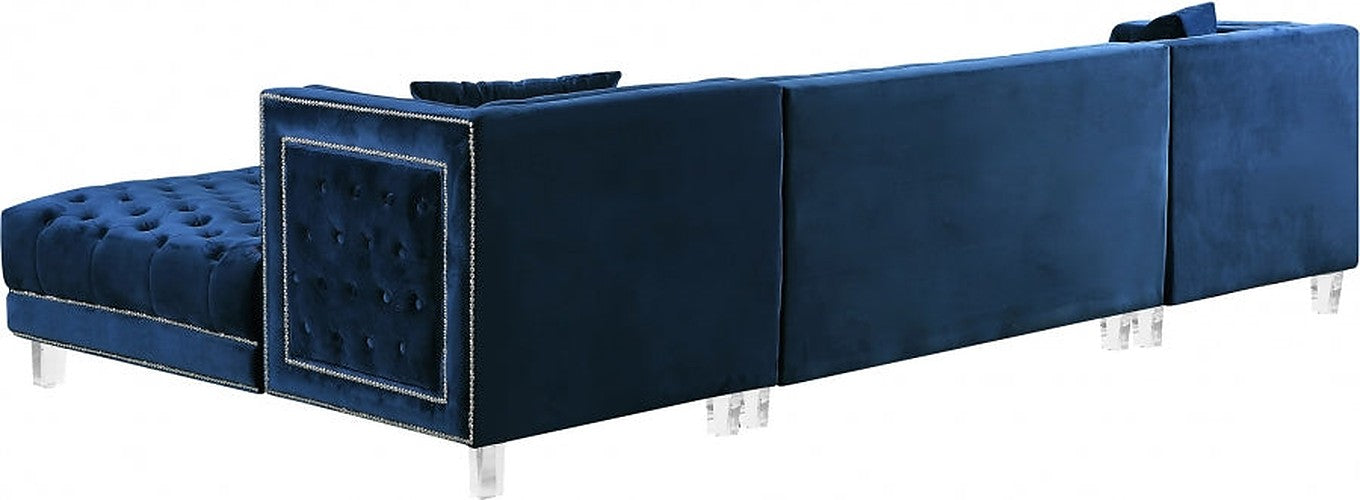 Meridian Furniture - Moda 3 Piece Sectional in Navy - 631Navy-Sectional - GreatFurnitureDeal