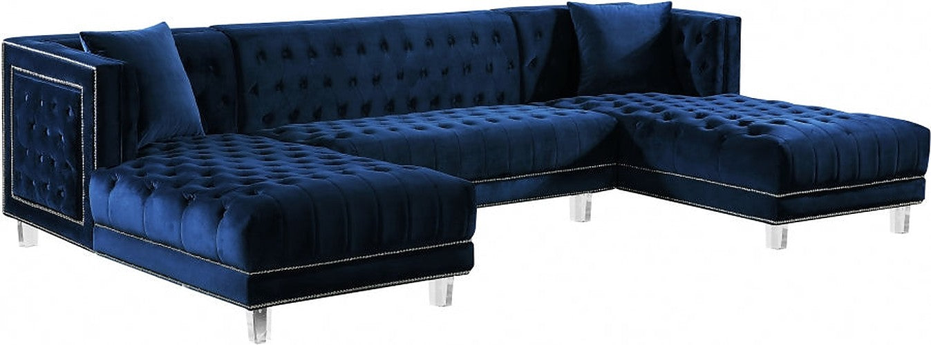 Meridian Furniture - Moda 3 Piece Sectional in Navy - 631Navy-Sectional - GreatFurnitureDeal